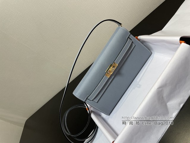 Hermes女包 愛馬仕Kelly woc小挎包 亞麻藍epsom皮凱麗斜挎包  tdh2319